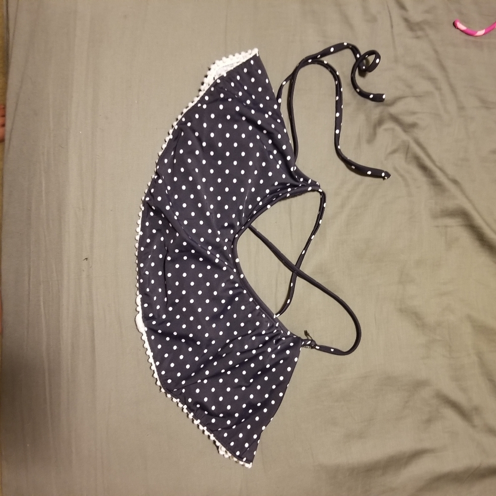 Navy and White Bikini Top